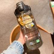 2000ml Sports Water Cup With Straw, Large Water Bottle, Portable Plastic High Temperature Resistant Cup
