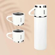 Insulated Vacuum Flask Set -Water Bottle With 3 Cups Gift Set, Thermos Water Bottle For Hot And Cold Drinks