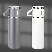 Insulated Vacuum Flask Set -Water Bottle With 3 Cups Gift Set, Thermos Water Bottle For Hot And Cold Drinks