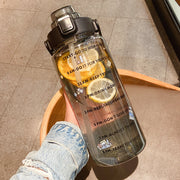 2000ml Sports Water Cup With Straw, Large Water Bottle, Portable Plastic High Temperature Resistant Cup