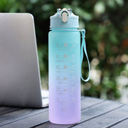 Large Capacity Sports Plastic Scale Water Bottle Portable Sports Bottle Portable Drinking Cup With Straw